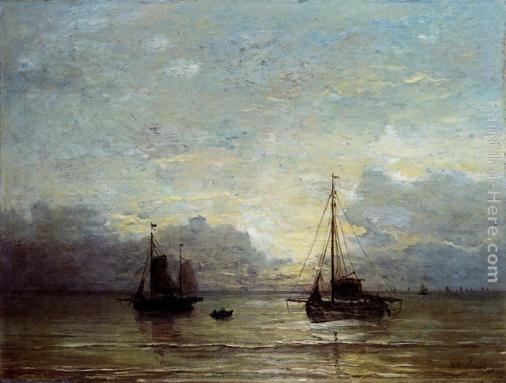 Fishing Boats Near The Coast painting - Hendrik Willem Mesdag Fishing Boats Near The Coast art painting